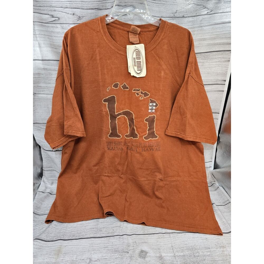 NWT Vintage 90s Red Dirt up country gear Hawaii acid wash t-shirt Size 3XL